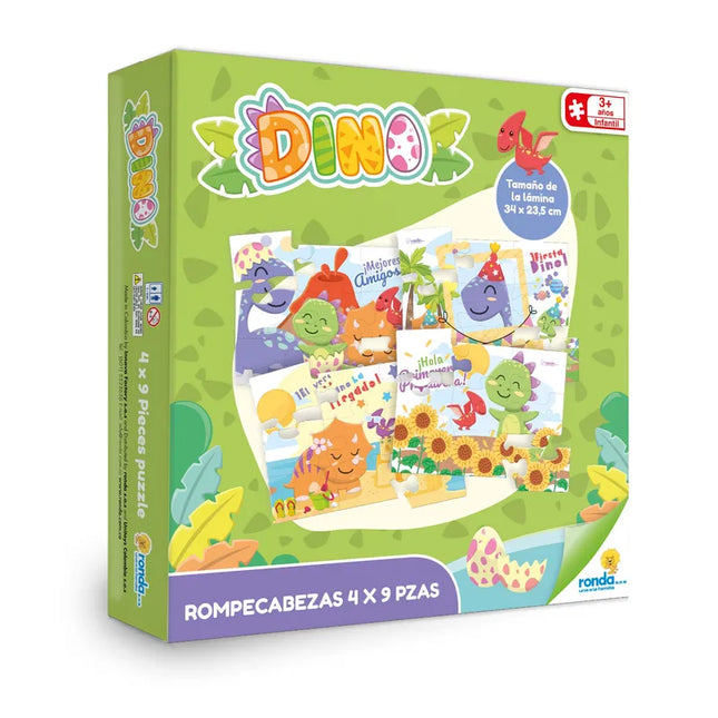Rompecabezas Infantil 9 Piezas Dinosaurios x4 | Ronda