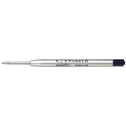 Repuesto negro Parker con punta cónica media para bolígrafo, cartucho metálico con tinta QuinkFlow.

