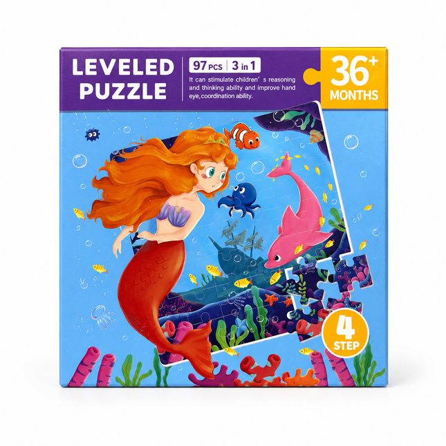 Rompecabezas Imantado CubicFun Leveled Puzzle 3 en 1 - Princesas