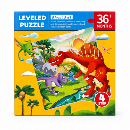 Rompecabezas Imantado CubicFun Leveled Puzzle 3 en 1 - Dinosaurios