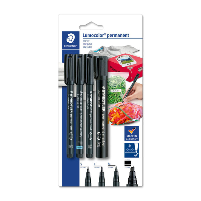 Set x4 Marcadores Permanentes Negros Staedtler
