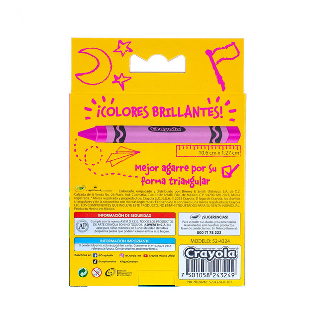 Crayones Triangulares Jumbo Crayola x24 – Colores y Agarre Fácil
