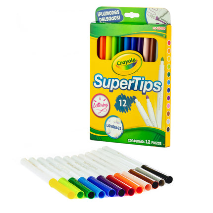 Marcadores Super Tips Crayola Lavables x12 – Versátiles