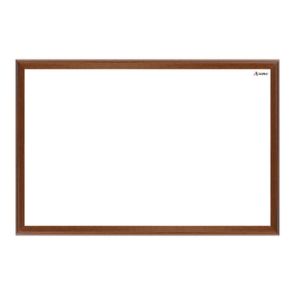 Tablero acrílico blanco Cóndor 40×60 cm con marco de madera color caoba y superficie para borrado en seco.