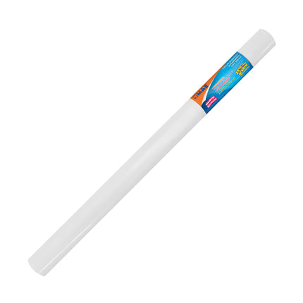 Rollo adhesivo blanco mate Mae 45 cm × 3 m parcialmente desenrollado, con papel protector cuadriculado visible, sobre fondo blanco.