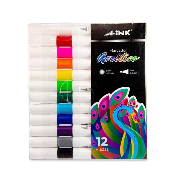 Marcador Acrílico Punta Bala 2.5 mm x12 | A-Ink