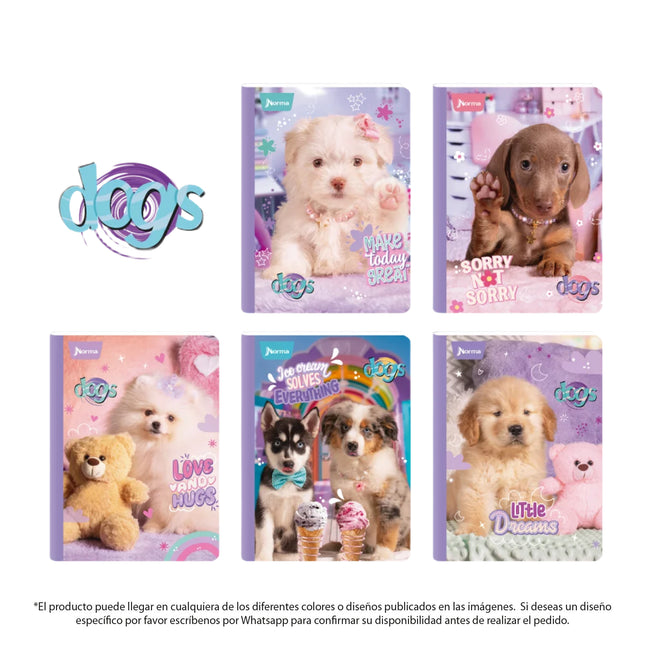 Cuaderno Cosido Dogs 50 Hojas Cuadriculado Norma