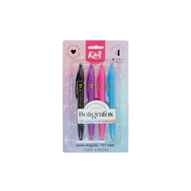 Bolígrafos De Colores 0.7 Mm x4 Kiut