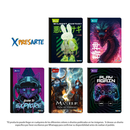 Cuaderno Cosido X-Presarte Masculino 100 Hojas Doble Linea Norma