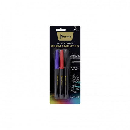 Marcador Premium Punta Fina x3 Norma