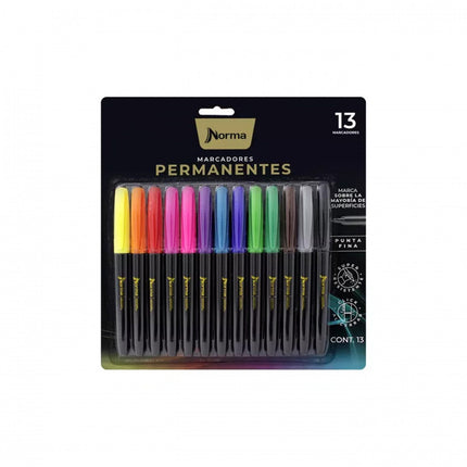Marcador Premium Permanente Punta Fina x13 Norma