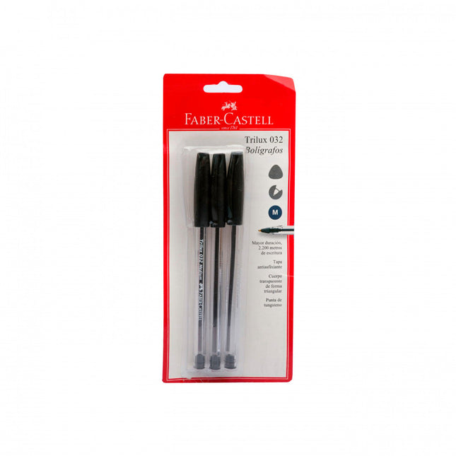 Boligrafo Lux Negro x3 Faber Castell