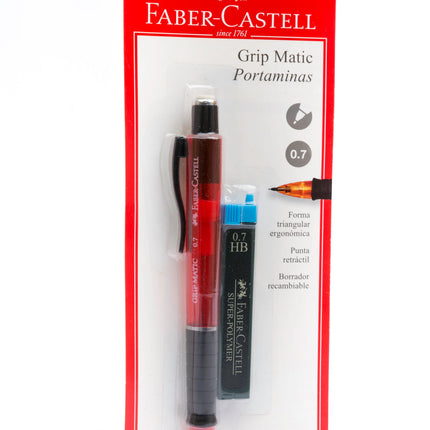 Portaminas Grip 0.7 Mm Con Minas Faber Castell