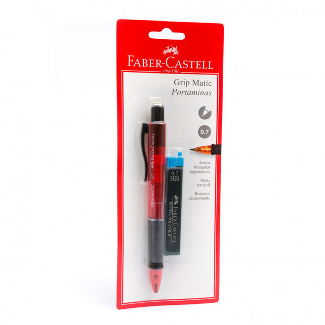 Portaminas Grip 0.7 Mm Con Minas Faber Castell