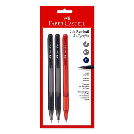 Boligrafos Retractiles Job x3 Faber Castell