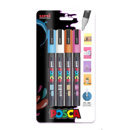Set x4 Marcadores Posca Punta Fina 0.9-1.3 mm