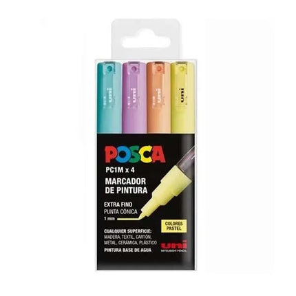 Set x4 Marcadores Posca Tonos Pastel Punta Fina