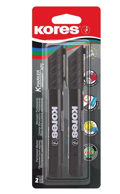 Pack x2 Marcadores Permanentes Kores Negro