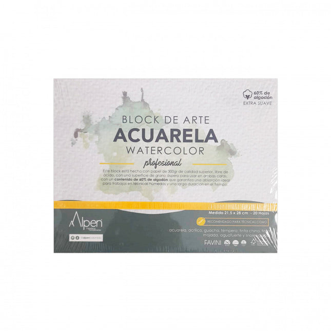 Block De Arte Acuarela Rofesional Carta 20 Hojas Alpen