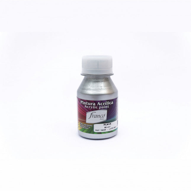 Pintura Acrílica Al Frío 60 ml Plata Franco Arte