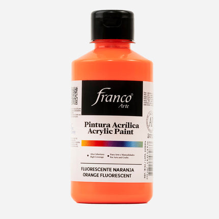 Pintura Acrílica Al Frío Fluorescente Naranja 250 ml Franco Arte
