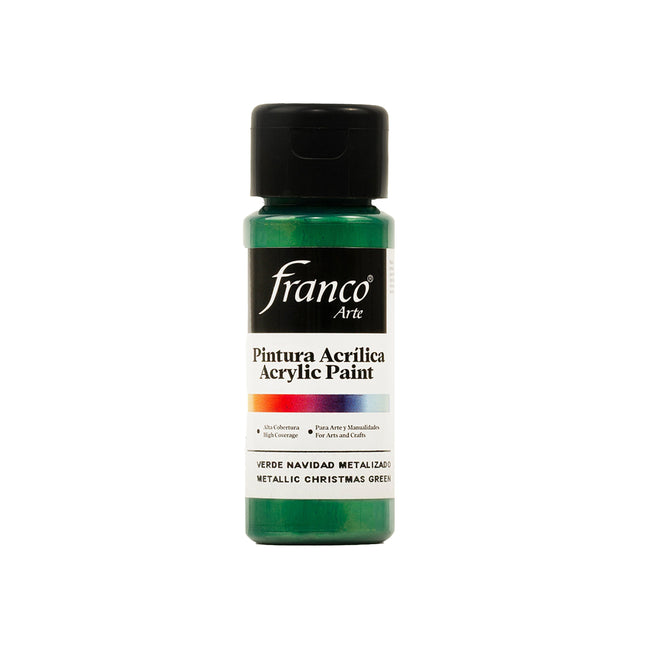 Pintura Acrílica Al Frío Verde Navidad Metálico 60 ml Franco Arte