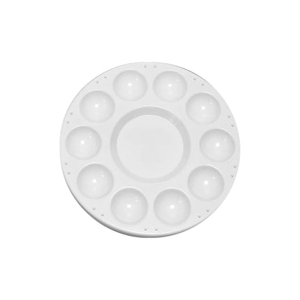 Paleta Plástica Redonda 10 Cavidades Reciclada Blanca Franco Arte