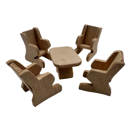 Juego De Sala Comedor En Madera x5 Para Maquetas | El Trebol