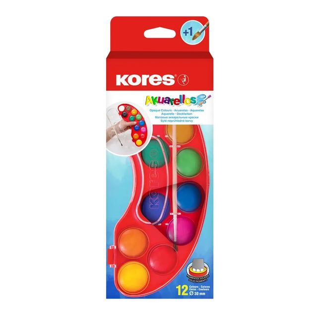 Set Acuarelas x12 Pastillas Mas Pincel Kores