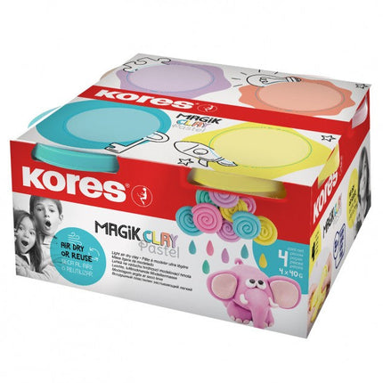 Masa Flexible Magic Clay Pastel Set x4 Botes Kores