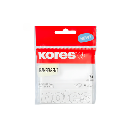 Notas Adhesivas Transparentes Kores 75x75 mm