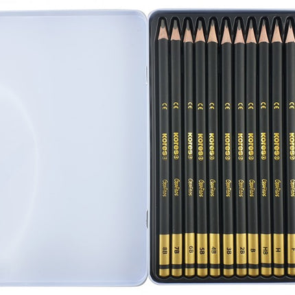Set x12 Lápices de Grafito Kores - Caja Metálica