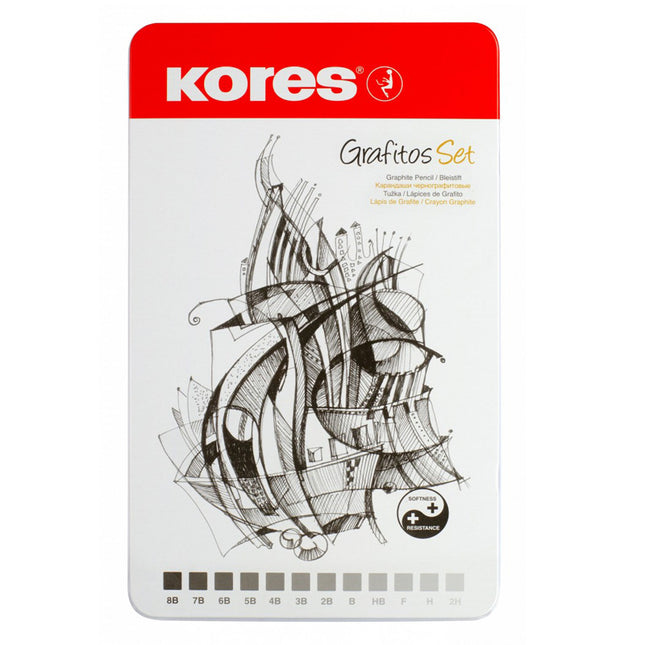 Set x12 Lápices de Grafito Kores - Caja Metálica