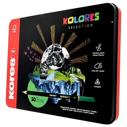 Lápices de Colores Kores x50 - Caja Metálica