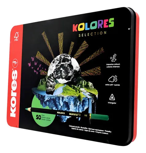 Lápices de Colores Kores x50 - Caja Metálica