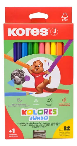 Lápices de Colores Jumbo Kores x24